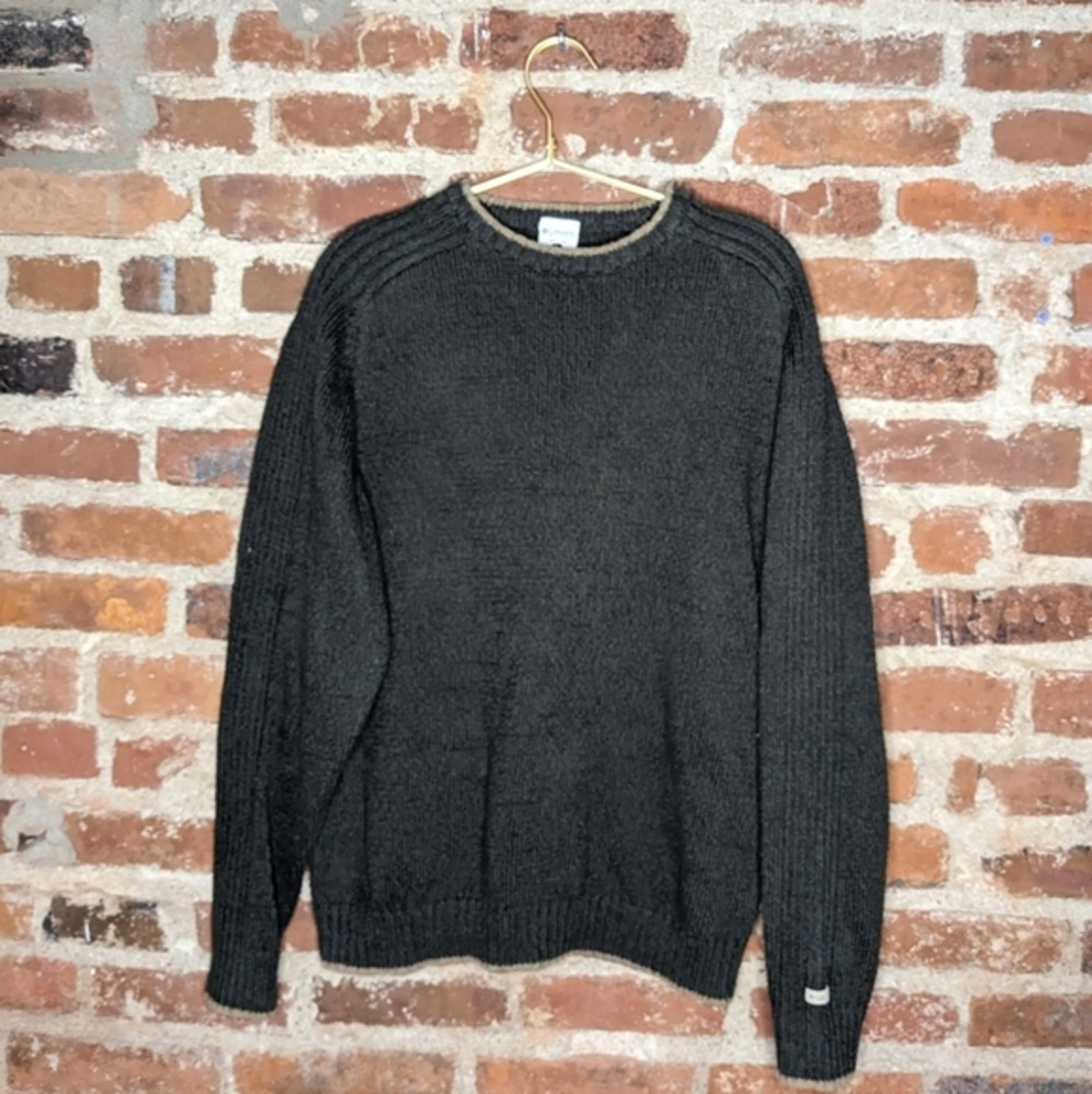 Columbia Large Men's Olive Green‎ w/ Tan Trim Crewneck Pullover Sweater